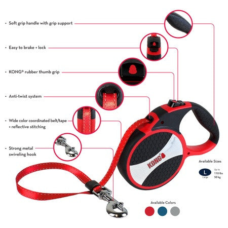 KONG Retractable Leash Explore Red